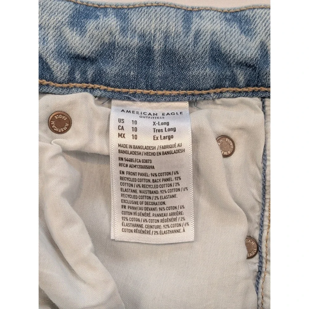 American Eagle Curvy Super High Rise Baggy Straight Jeans Light Wash 10 X-Long - Picture 12 of 14